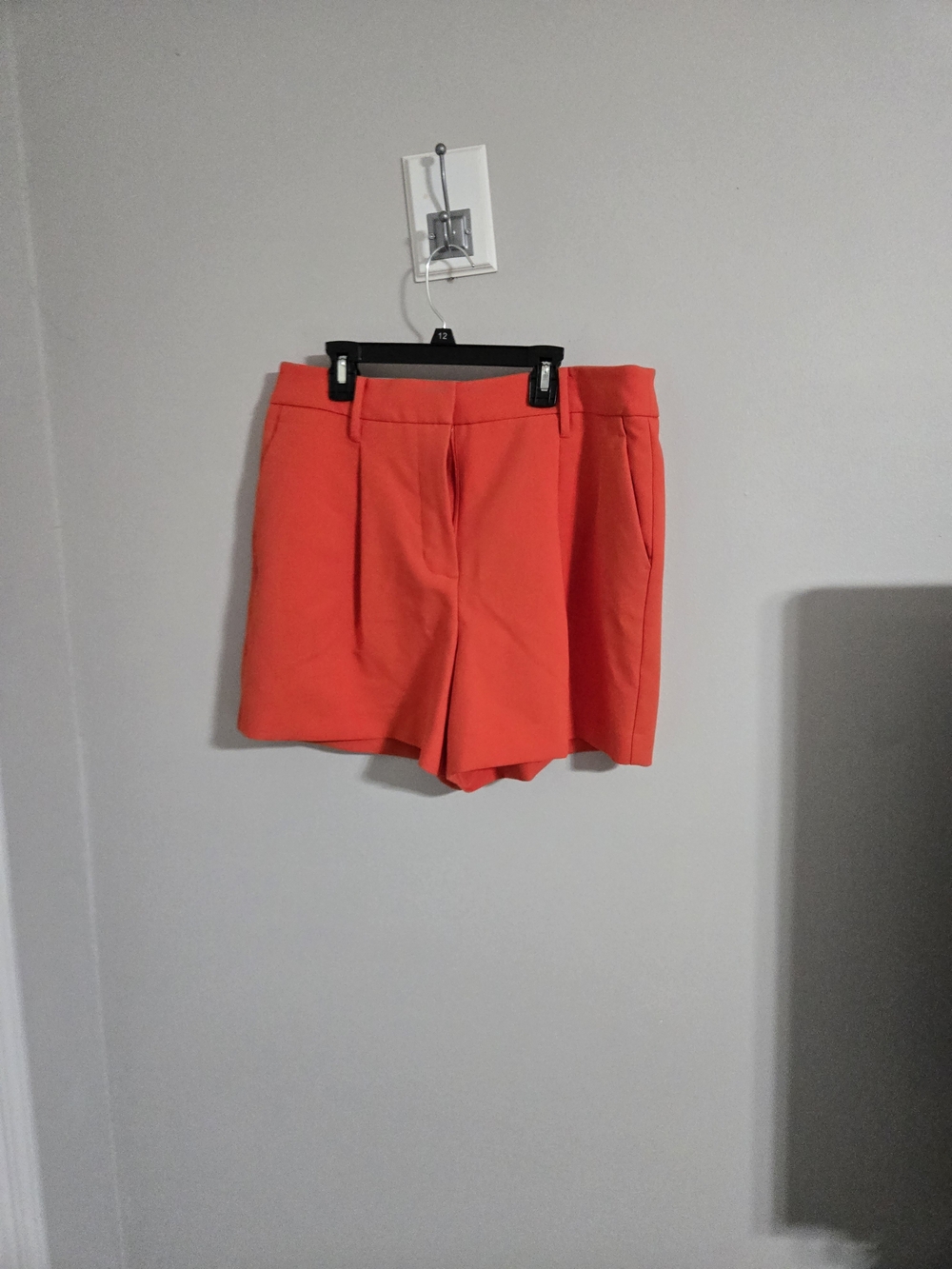 Nine West Bright Orange High-Waist Pleated Shorts